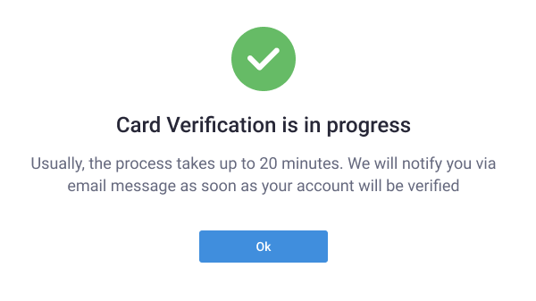 Card verification progress